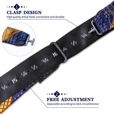 Yellow Blue Plaid Self-Bowtie Pocket Square Cufflinks Set (4458013720657)