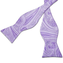 Purple Paisley Self-Bowtie Pocket Square Cufflinks Set (4457997860945)