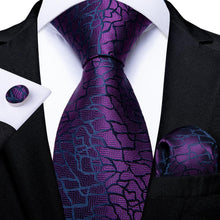 New Luxury Purple Novelty Tie Pocket Square Cufflinks Set (578915270698)