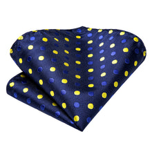 Navy Blue Polka Dot Tie Handkerchief Cufflinks Set