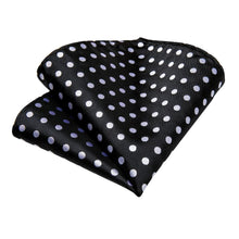 Black White Polka Dot Tie Handkerchief Cufflinks Set