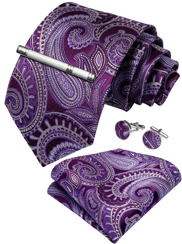 Fort Belvedere Fabric Cufflinks - Purple Paisley