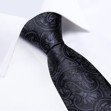 Black Paisley Tie Pocket Square Cufflinks Set (449814855722)