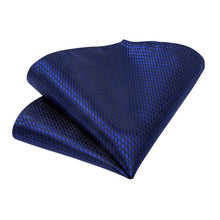 Shining Navy Blue Geometric Tie Handkerchief Cufflinks Set (586690756650)