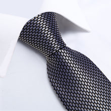 Grey Palid Men's Tie Handkerchief Cufflinks Clip Set