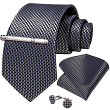 Grey Palid Men's Tie Handkerchief Cufflinks Clip Set