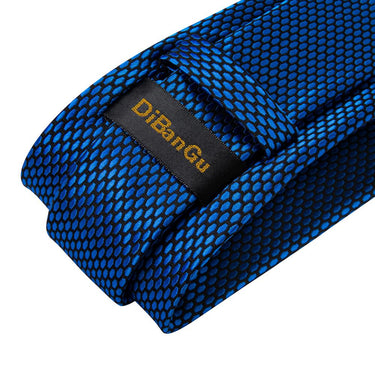 Shining Navy Blue Geometric Tie Pocket Square Cufflinks Set (586724311082)