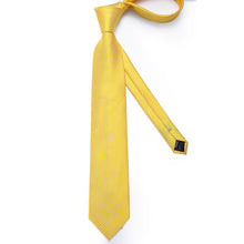 New Shining Yellow Geometric Tie Pocket Square Cufflinks Set (586734993450)