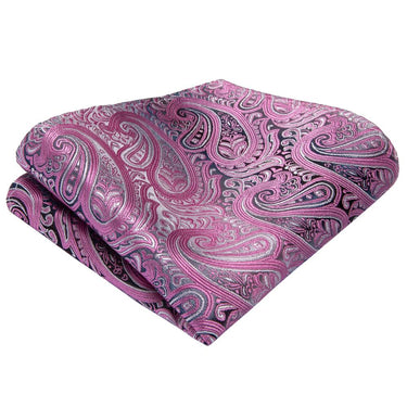 Lovely Pink Paisley Tie Handkerchief Cufflinks Set (587019419690)