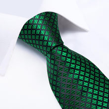 Green Plaid Tie Handkerchief Cufflinks Set (448442630186)