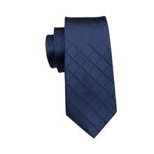 Top Plaid Blue Tie Handkerchief Cufflinks Set