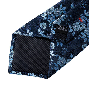 Stylish Blue Floral Design Tie Set (440829411370)