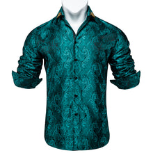 Dibangu Green Paisley Men's Shirt with Collar pin
