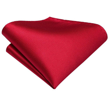 Sharp Red Solid Tie Handkerchief Cufflinks Set (450222096426)