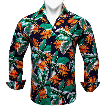 Dibangu New Black Yellow Green  Coconut Tree Cotton Men's Shirt