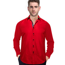 Dibangu Red Solid Men's Shirt With Collar Pin