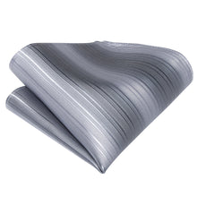 Grey Plaid Silk Self-Bowtie Pocket Square Cufflinks With Lapel Pin (4618882121809)