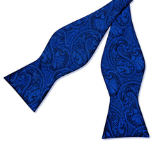 Fashion paisley bule bow tie set for mens suit