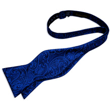 Fashion paisley bule bow tie set for mens silk self-bowtie