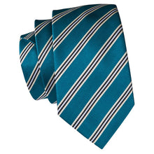 Blue Yellow Striped Mens Tie Pocket Square Cufflinks Set (1909740437546)