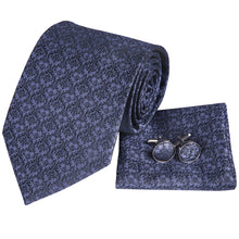 Unique Grey Floral Ties Handkerchief Cufflinks Set– DiBanGuStore