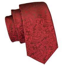 Red Paisely  Mens Tie Pocket Square Cufflinks Set (1914569654314)