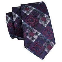 Purple White Plaid  Mens Tie Pocket Square Cufflinks Set (1914614710314)