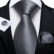 Grey Solid Plain Tie Set