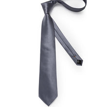 Grey Solid Plain Tie Set (447393923114)