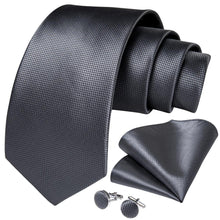 Grey Solid Plain Tie Set (447393923114)
