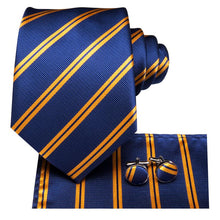  Blue Gold Striped Silk Tie