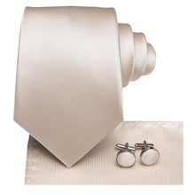Light Grey Solid Men's Tie Pocket Square Cufflinks Set (1915390885930)