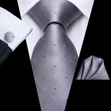 Metallic Grey Plaid Men's Tie