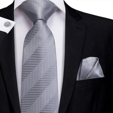Black Grey Striped Men's Tie