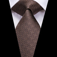 Brown Plaid Men's Tie Pocket Square Cufflinks Set (1916655271978)