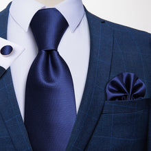 Blue Solid Tie Handkerchief Cufflinks Set (447456673834)