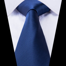 Blue Solid Tie Handkerchief Cufflinks Set