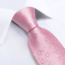 Pink Silk Solid Men's Tie Handkerchief Cufflinks Set