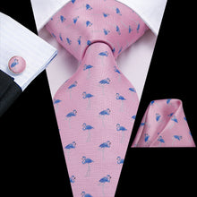 Flamingo Pink Men's Tie Pocket Square Cufflinks Set