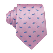 Flamingo Pink Men's Tie Pocket Square Cufflinks Set