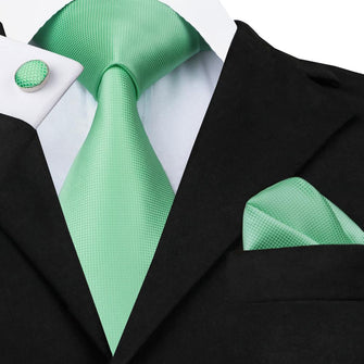 Mint Green Tie Handkerchief and Cufflinks (447963201578)