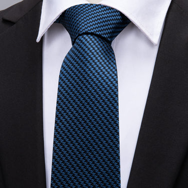 Men's Light Blue Striped Tie Pocket Square Set (1802952278058)
