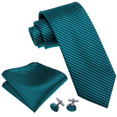 Men's Dark Green Striped  Tie Set (1802964729898)