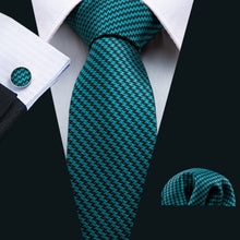 Men's Dark Green Striped Tie Set– DiBanGuStore