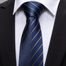  Classic Blue Golden Striped Tie 