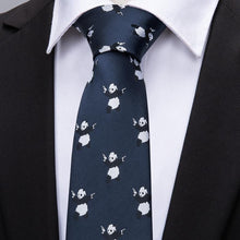 Panda Blue Novelty Men's Tie Pocket Square Cufflinks Set (1920996507690)