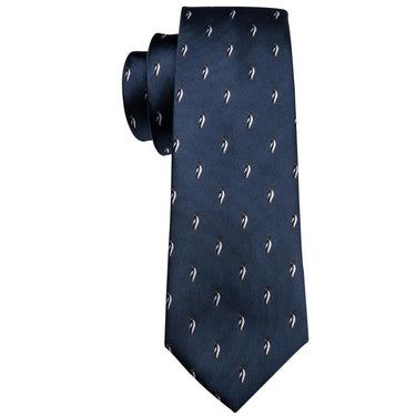 Penguin Blue Novelty Men's Tie Pocket Square Cufflinks Set (1921096613930)