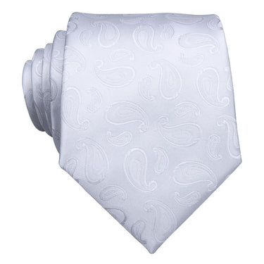Pure White Paisley Men's Tie Pocket Square Cufflinks Set (1921140424746)