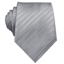 Men's Grey Striped Tie Hanky Cufflinks Set (1815414931498)