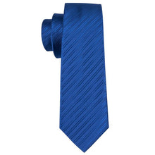 Navy Blue Solid Men's Tie Pocket Square Cufflinks Set (1922573991978)